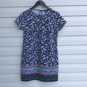 3 / $15 Banana Republic tunic dress, blue and white paisley inspired print